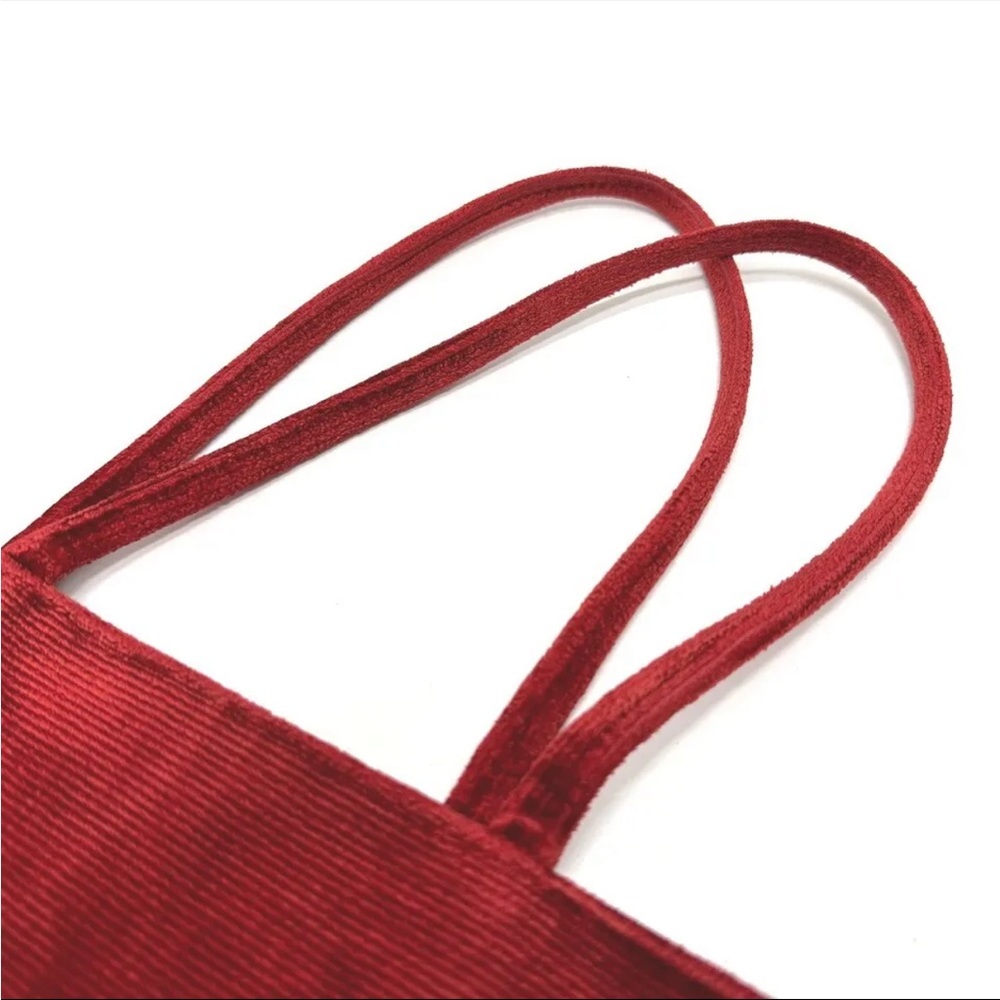 FENDI Logo Corduroy Velvet Velour Logo Red & Black Tote Bag - Picture 7 of 11